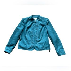 Conrad C Collection Teal Cut Out Design Full Zip Long Sleeve Jacket Women’s 12